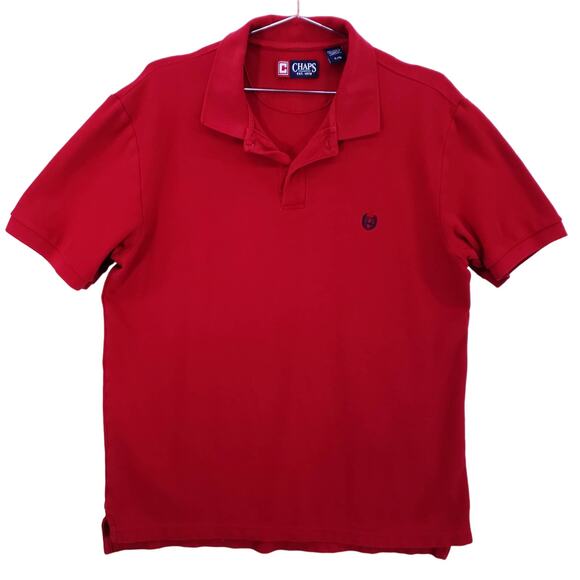 Chaps Polo Mens Large Red Short Sleeve Casual Athletic Preppy Logo Pullover Top - Picture 1 of 6